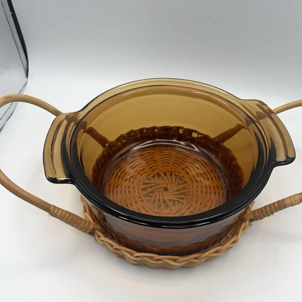 Anchor Hocking Fire King 1436 Brown 1Q Casserole Dish USA With Lid Ribbed VTG